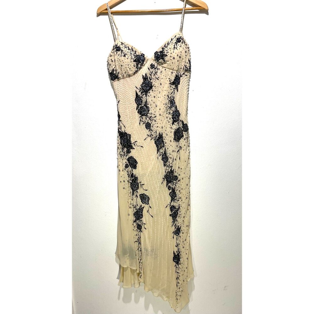 Sue Wong Nocturne silk dress VTG gown Y2K Beaded fairy asymmetrical women 14